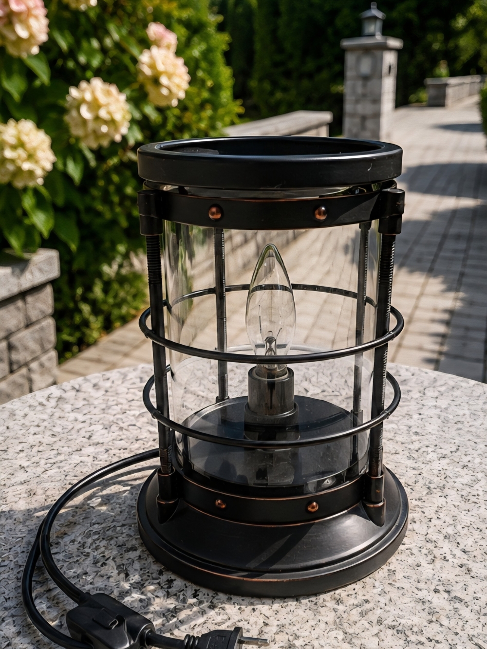 Black Metal Table Lantern Accent Lamp - Home Accents